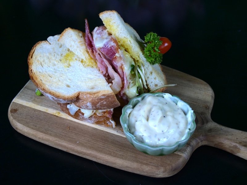 Bacon, cheese, and tomato sandwich